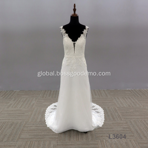 Classic Lace Wedding Dress Elegant lace bridal dress mermaid dress classic and unique custom sleeveless bridal dress Manufactory